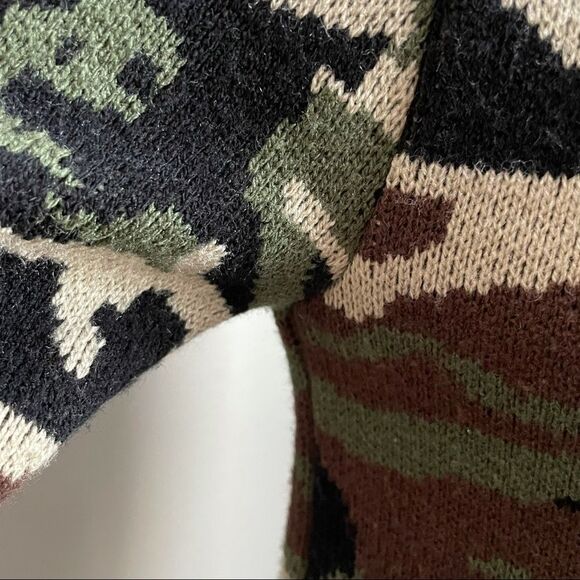 SML Sport Camouflage Double Zipper Sweater Small Green Brown Black Cream - Picture 6 of 15